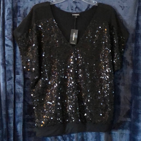 Express Tops - NWT Express black sequins top - small